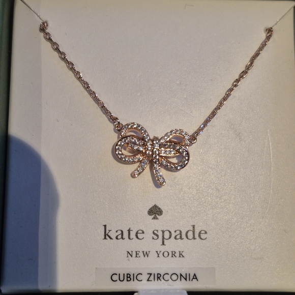 Kate Spade Rose Gold Bow Necklace - Picture 1 of 11